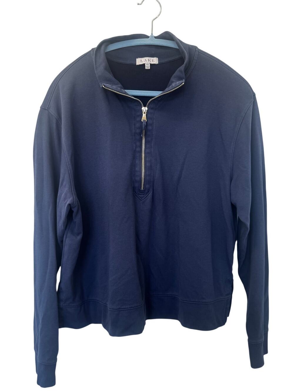 Lake Navy Half Zip Pullover Sweatshirt Cotton Modal Blend Loungewear Size XXL